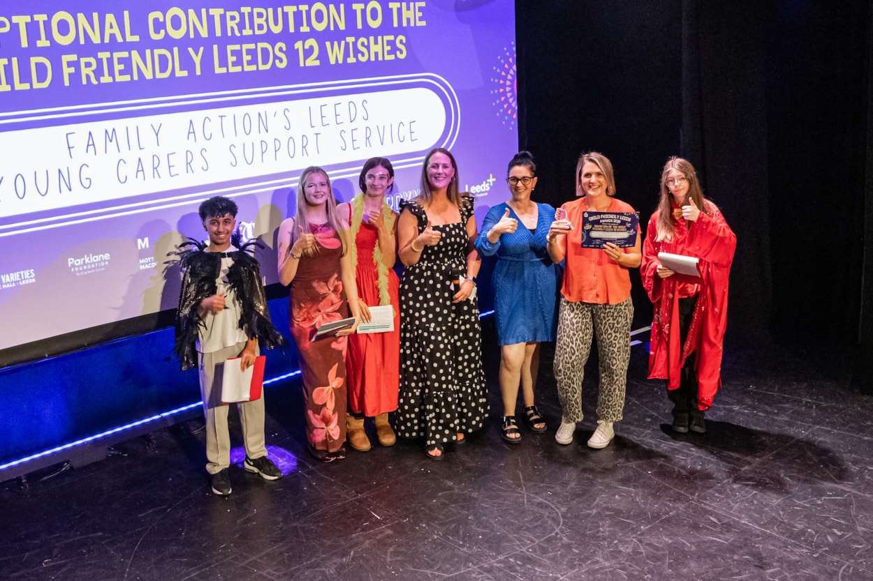 Family Action's Leeds Young Carers Support Service - Child Friendly Leeds Awards: Family Action’s Leeds Young Carers Support Service won the Champion of the Child Friendly Leeds 12 wishes award.
