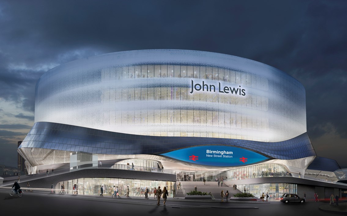 NEW STREET REBUILD ACCELERATES BIRMINGHAM’S RETAIL RENAISSANCE: Artist's impression of proposed John Lewis department store n