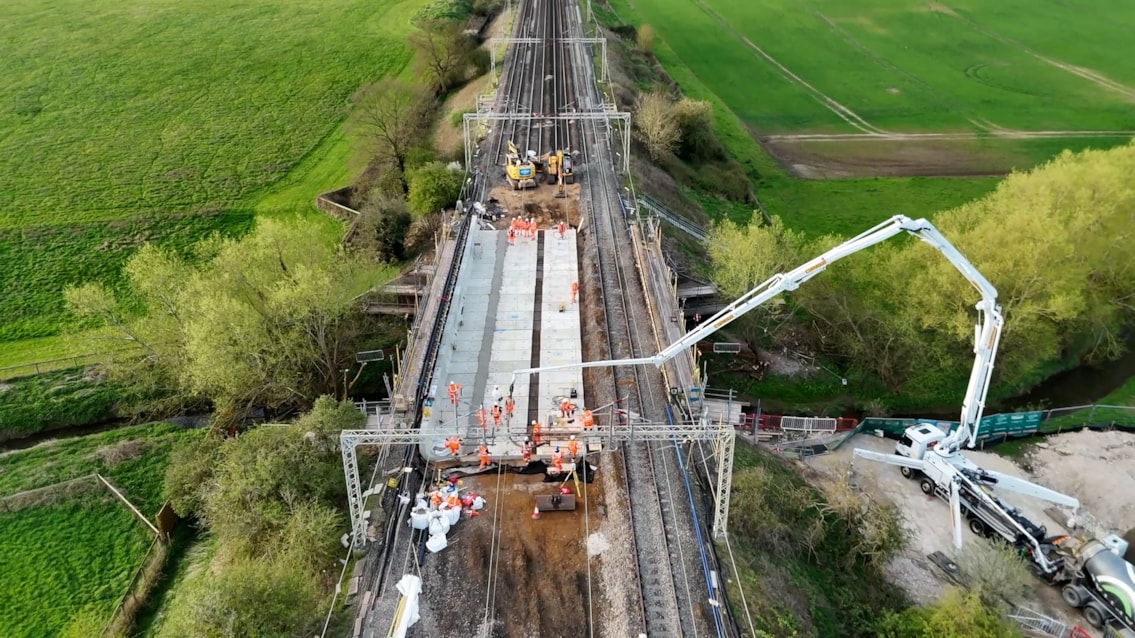PHOTO Aerial drone photo of Redborough Farm bridge upgrade in Ledburn Easter 2026