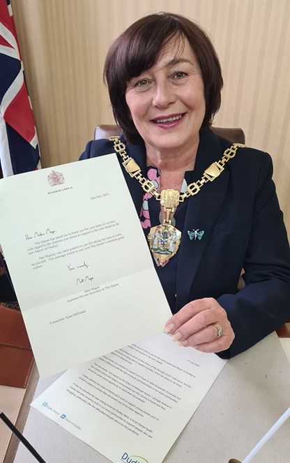 Mayor with letter from the Queen