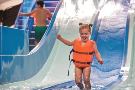 Indoor pool slide at Wild Duck