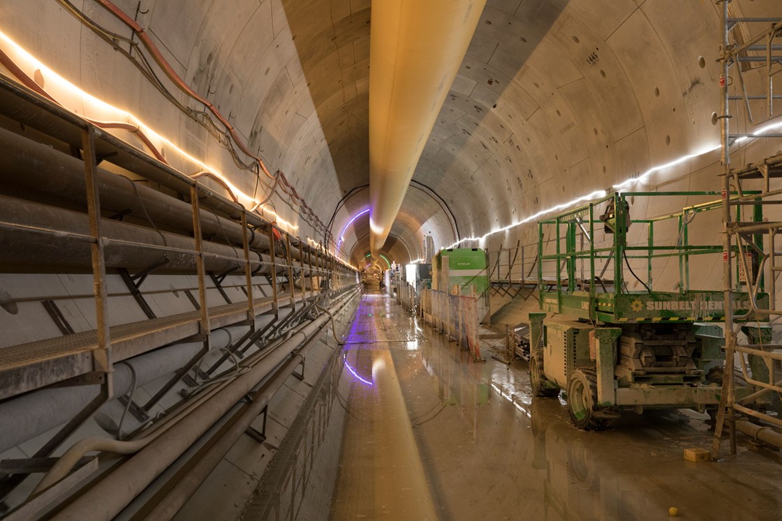 Chiltern Tunnel, January 2023: Equipment in HS2's Chiltern Tunnel.