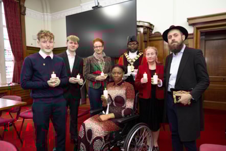 Rabbi Mendy and two students that visited the Auschwitz-Birkenau Concentration Camp Memorial and Museum alongside Cllrs O'Halloran, Chapman, Safi-Ngongo and Jackson