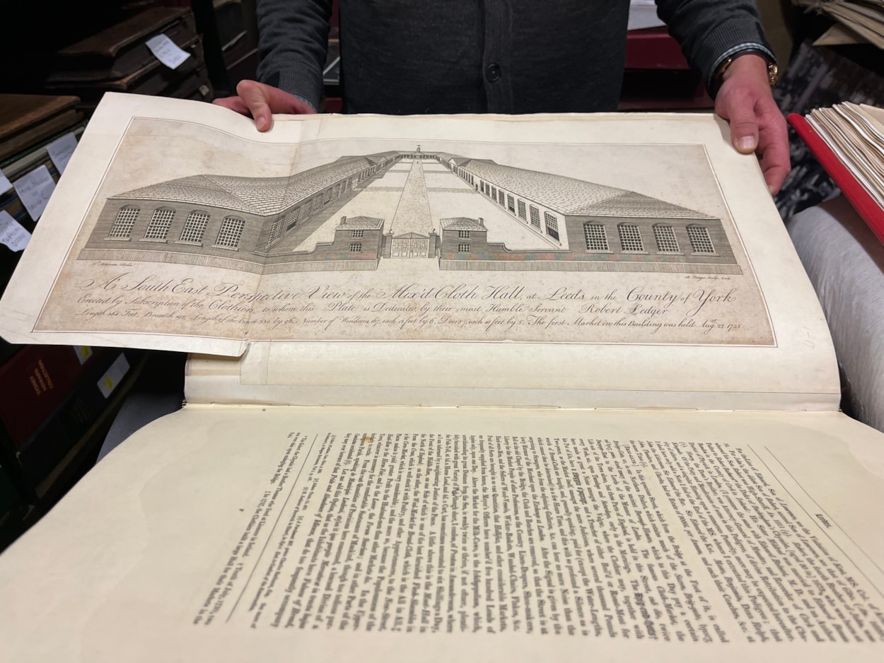 Leeds histories: The culmination of his life’s work, Boyne’s collection of seven huge folios is also part of the library’s collection and includes magnificent images of locations including Temple Newsam and Kirkstall Abbey, genealogies, notable antiquities, coats of arms and maps of the city.