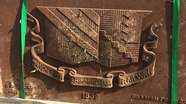 The found Manchester and Birmingham Railway plaque