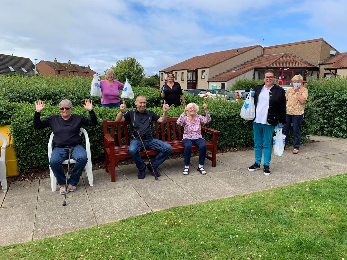 Residents and staff from Burnside Court, with Buckie East Central Locality Group members