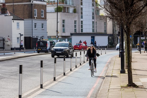 TfL Press Release - TfL starts construction work to upgrade major cycle route between Wandsworth Town Centre and Chelsea Bridge: TfL image - Upgrade of CS8 (1)