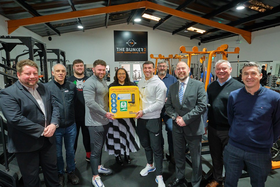 Defib handover Bunker Gym