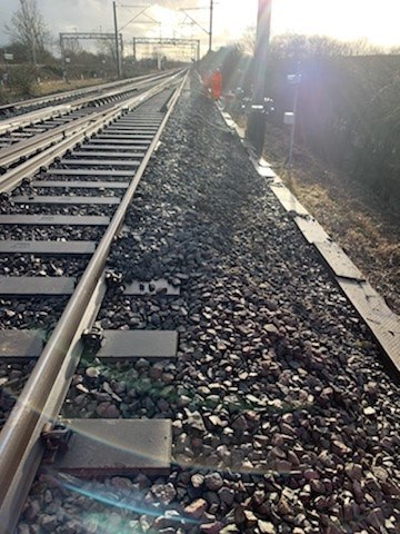 Damage to cable troughs after Hillmorton Junction landslip