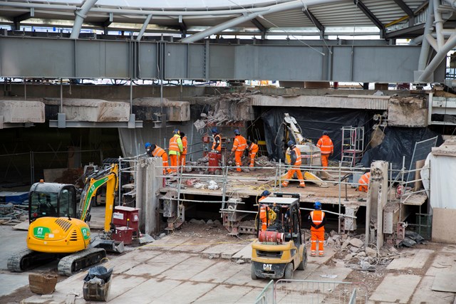 Work taking place to create the atrium at Birmingham New Street station