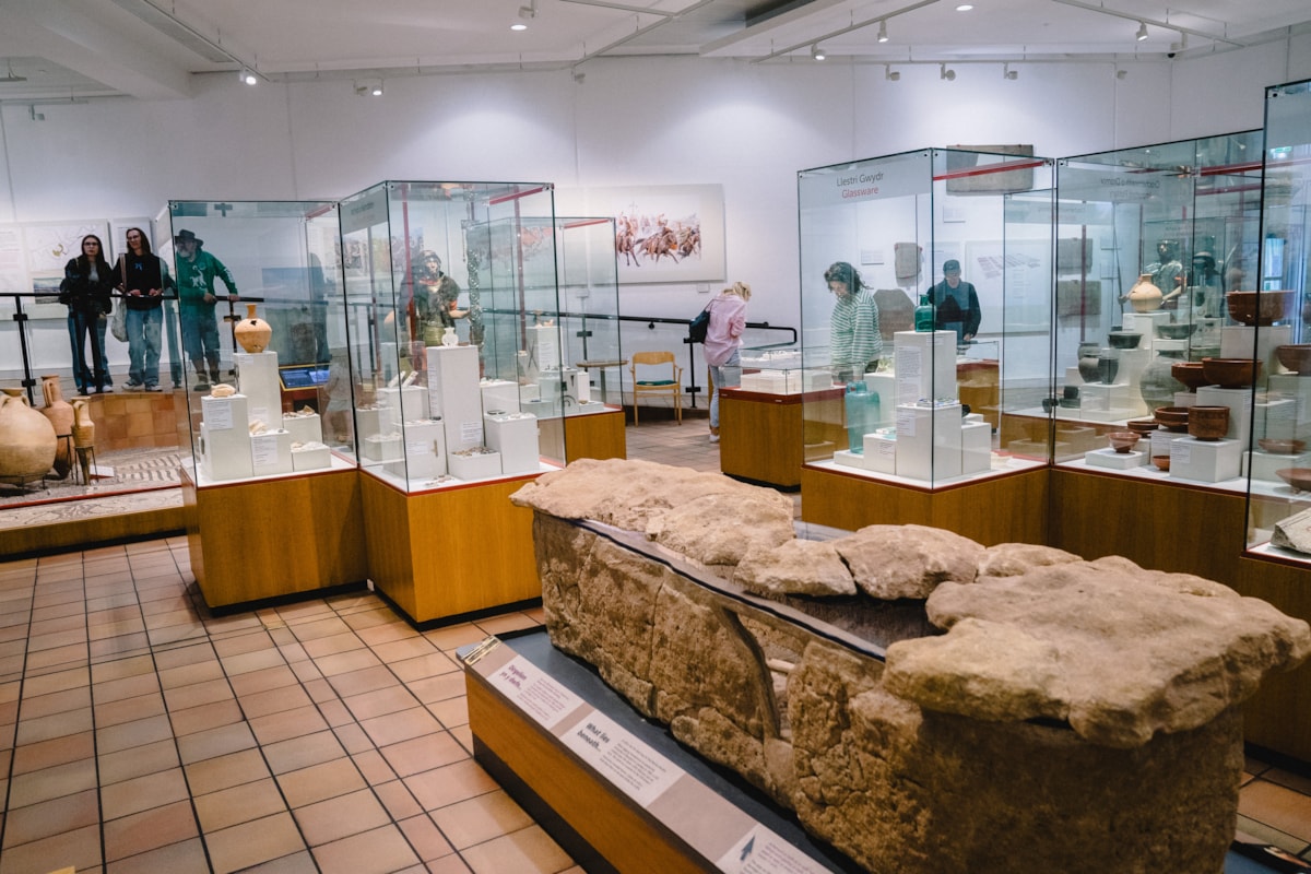 Roman artefacts at the National Roman Legion Museum in Caerleon.