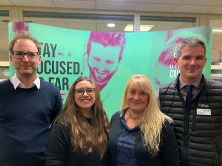 UoC and UCL colleagues L-R Dr Jasper Green, Head of Initial Teacher Education, UCL; Professor Clare Brooks, Professor of Education, UCL; Dr Ruth Harrison-Palmer, Director, Institute of Education, UoC; Patrick Freeman, Placement Liaison Manager, IoE, UoC