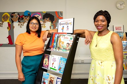Cllr Roulin Khondoker (left) and Cllr Michelline Ngongo (right) launching Islington's Summer Reading Challenge