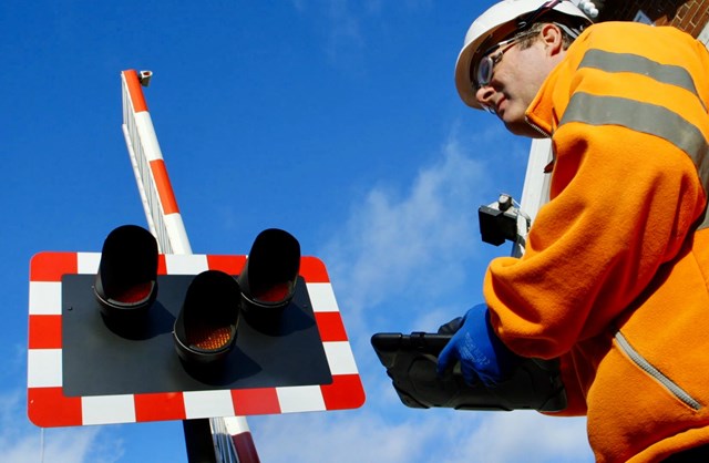 Level crossing stock photo