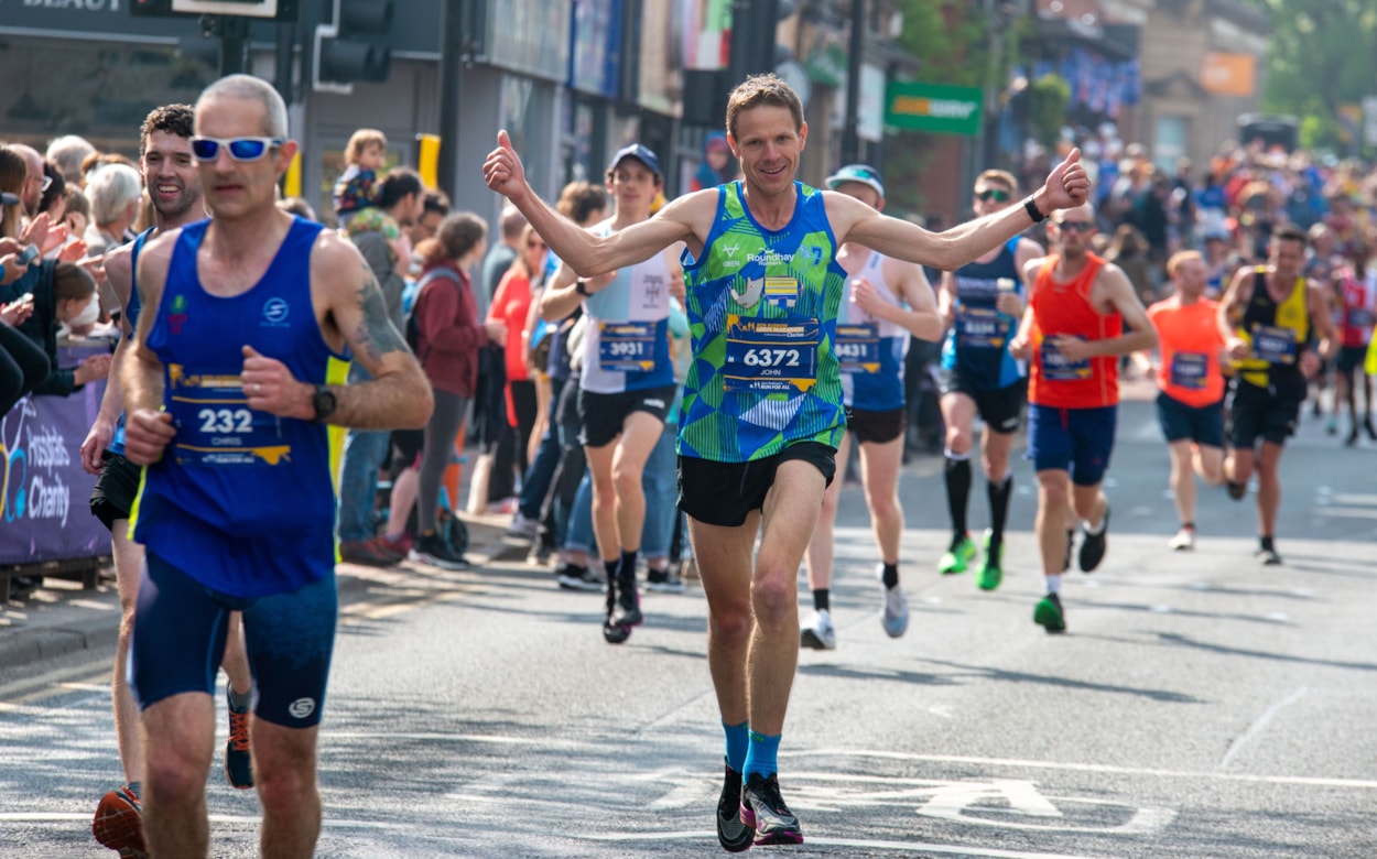 Sport: Runners taking part in 2023's Rob Burrow Leeds Marathon. Credit: Run For All.