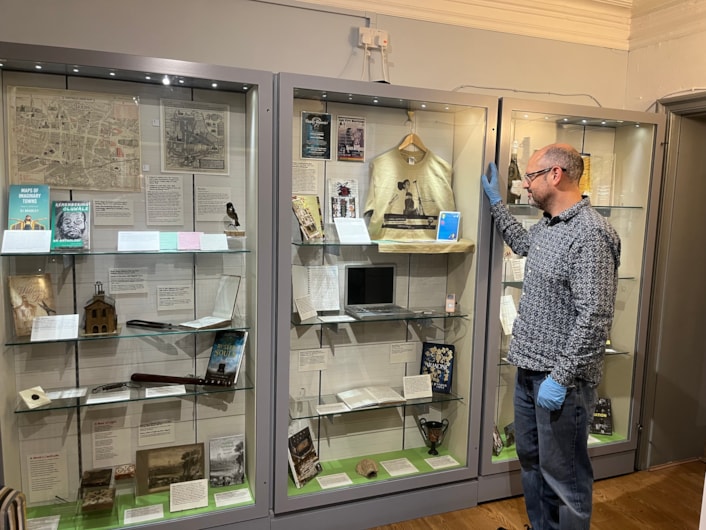 Literature in Leeds: Curator Patrick Bourne with some of the exhibits which feature in Literature in Leeds at Kirkstall’s Abbey House Museum, which showcases objects, memorabilia and personal stories which have inspired a generation of modern-day writers to create works enjoyed by audiences around the world.