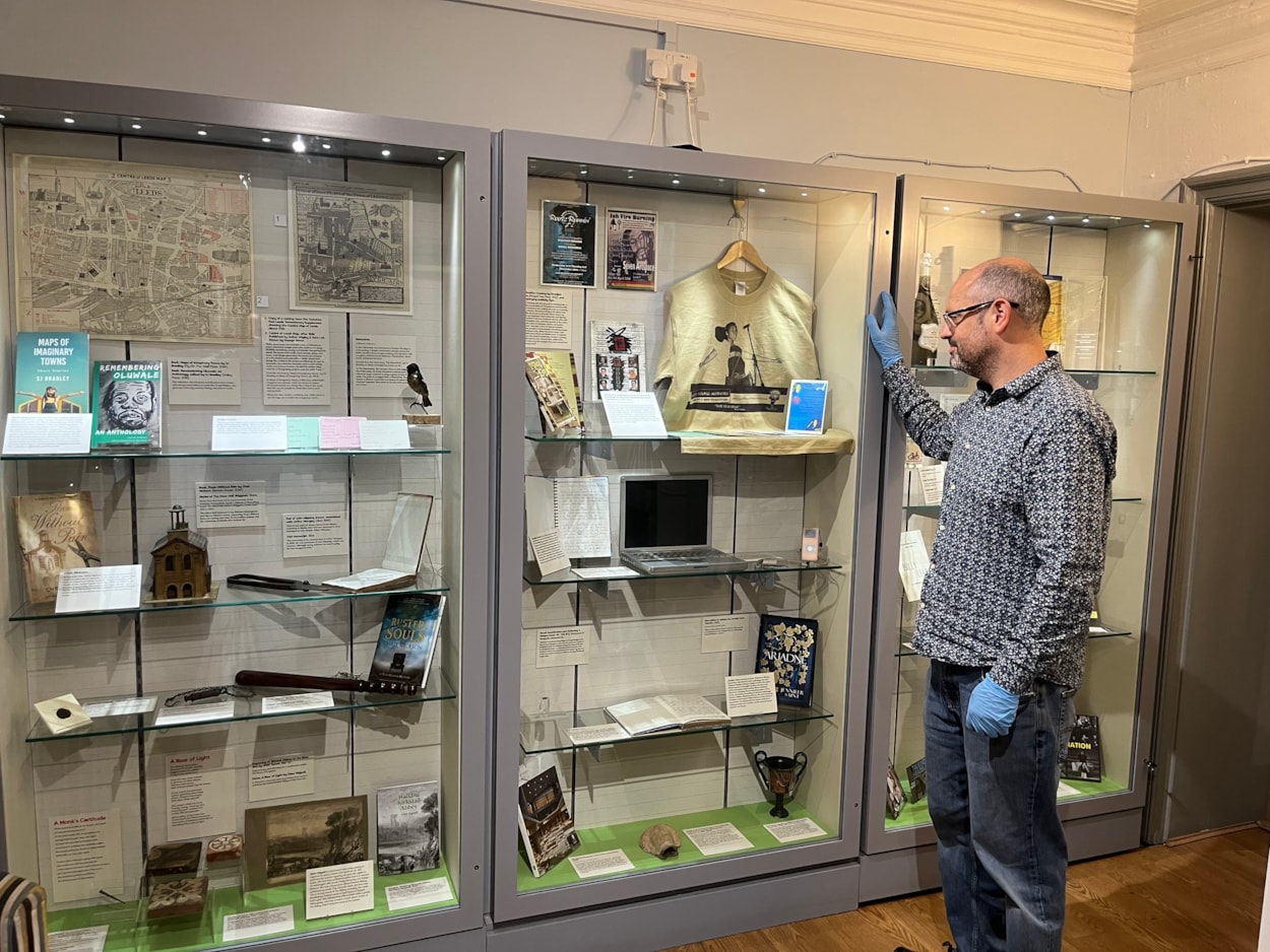 Literature in Leeds: Curator Patrick Bourne with some of the exhibits which feature in Literature in Leeds at Kirkstall’s Abbey House Museum, which showcases objects, memorabilia and personal stories which have inspired a generation of modern-day writers to create works enjoyed by audiences around the world.