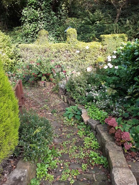 Image shows gardens at Hindley station
