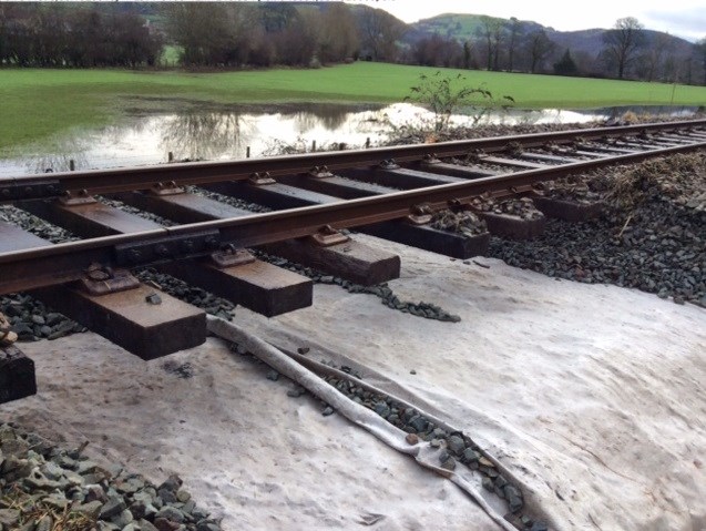 Damaged caused by flooding to Conwy Valley line