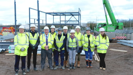 Councillor Patrick Harley and members of the Alliance team on site of Health Innovation Dudley