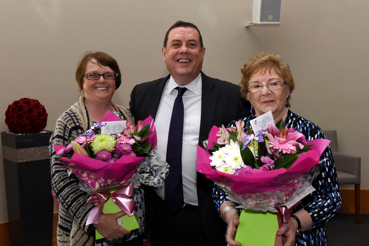 Cllr Reid with judges Lynn Graham and Sadie McSherry