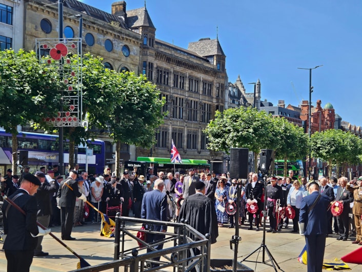 VJ DAY25 12: Service at the war memorial on Victoria Gardens to mark 80th anniversary of VJ Day
