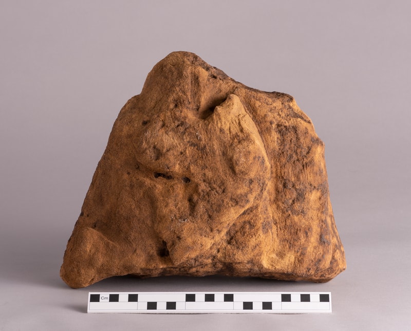 Two Roman sculpted stone panels, believed to feature the earliest known portraits in Wales, are on display for the first time at Amgueddfa Cymru.

This fragment portrays a defeated enemy of Rome and shows his outstretched opened hands as an act of plea for his life or the lives of his people.
	
© Am