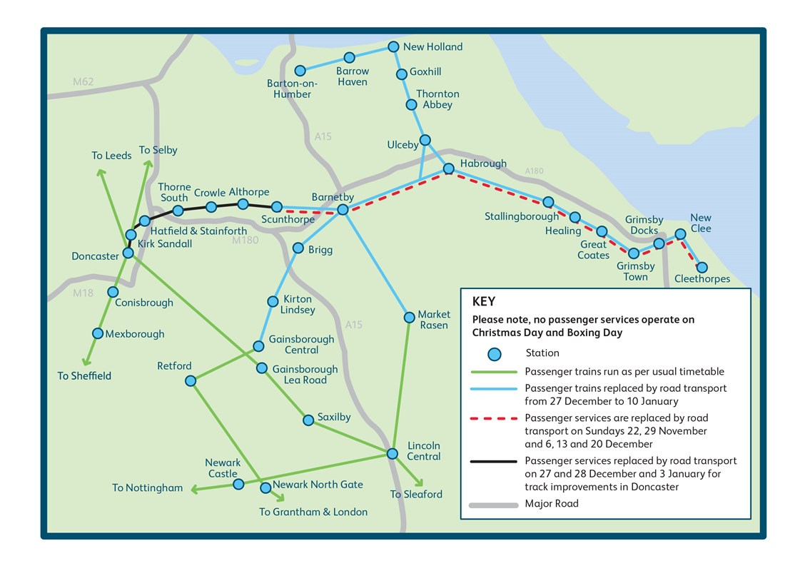 Map showing passenger impact during the £100m investment programme