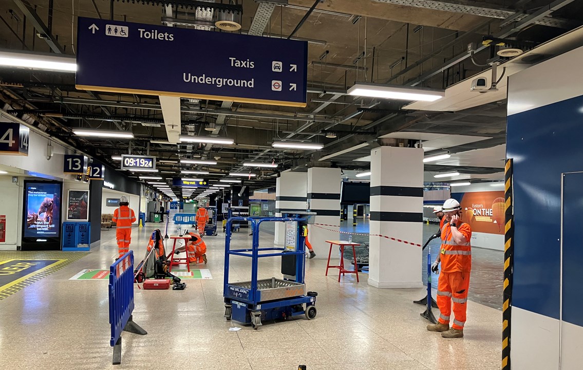 UPgrades inside Euston station Easter 2023