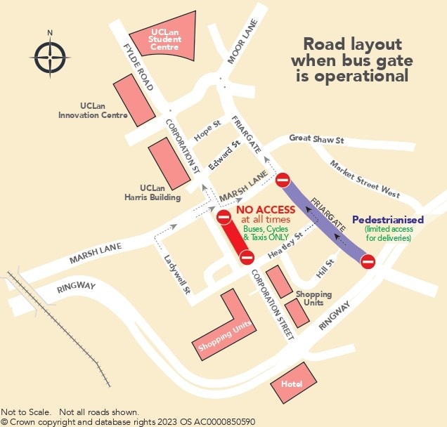 Friargate Bus Lane Map