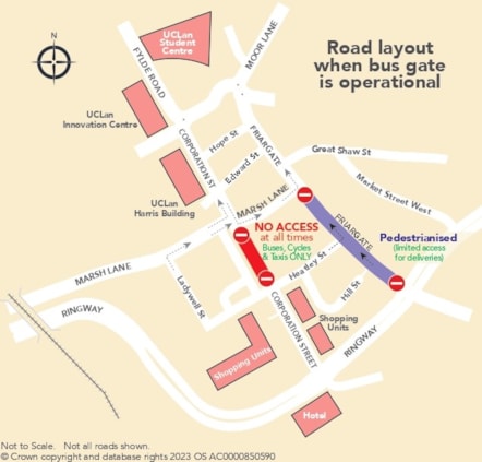 Friargate Bus Lane Map