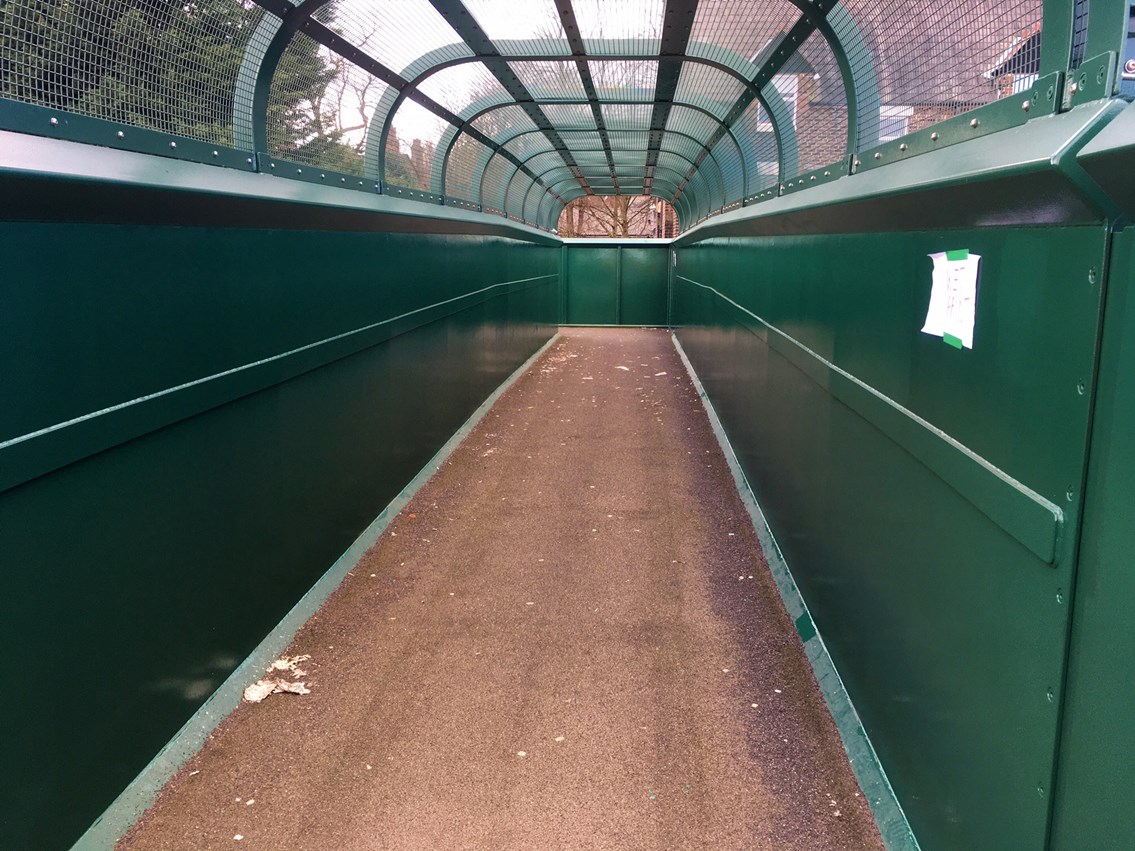 Mossley Hill footbridge after graffiti removed