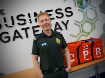 Portrait of Paul Brolly with CPR branded holdall in background.