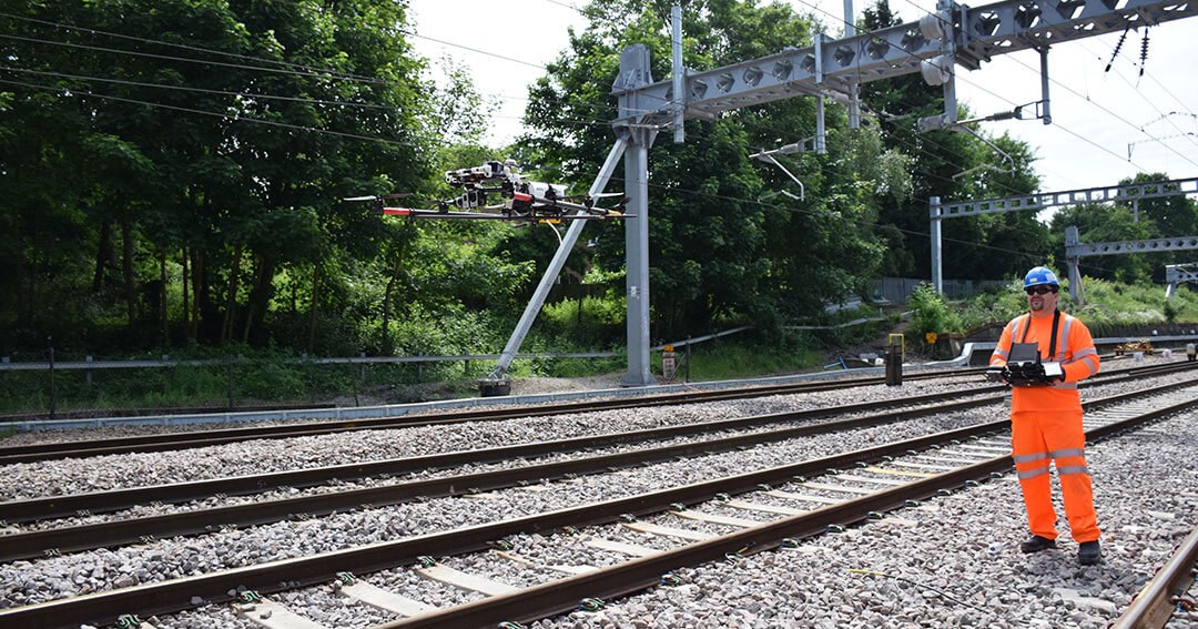 Drone-depolyed-to-inspect-overhead-line-equipment