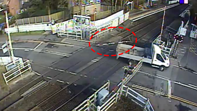 Easter safety warning as CCTV catches shocking level crossing misuse: van damaging level crossing barrier March 24