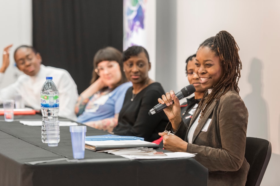 Entrepreneur Nefateri Asantewa tells young women about her story