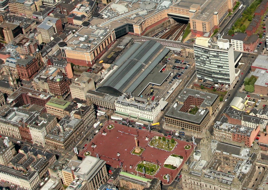 GLASGOW QUEEN STREET: aerial view of Glasgow Queen Street station site