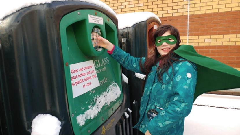 Local girl turns superhero to scoop top glass recycling prize: entryphoto2twitter@leedssar2.jpg