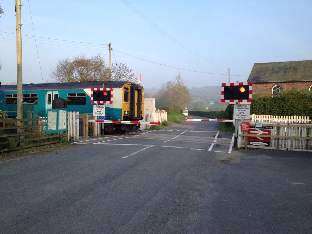 Programme to install barriers at ‘open’ level crossings complete: Dolau (Wales) level crossing. Previously open now  fitted with barriers