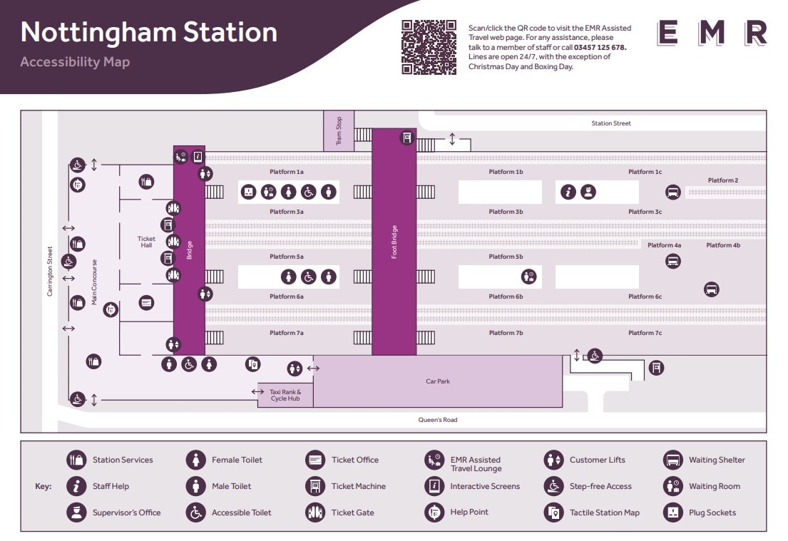 Nottingham station Accessibility Map 