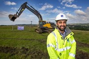 Transport Minister, Humza Yousaf hard hat