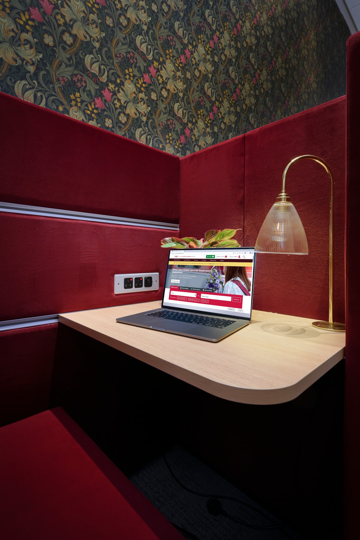Work spaces in the new First Class Lounge at King's Cross station, LNER
