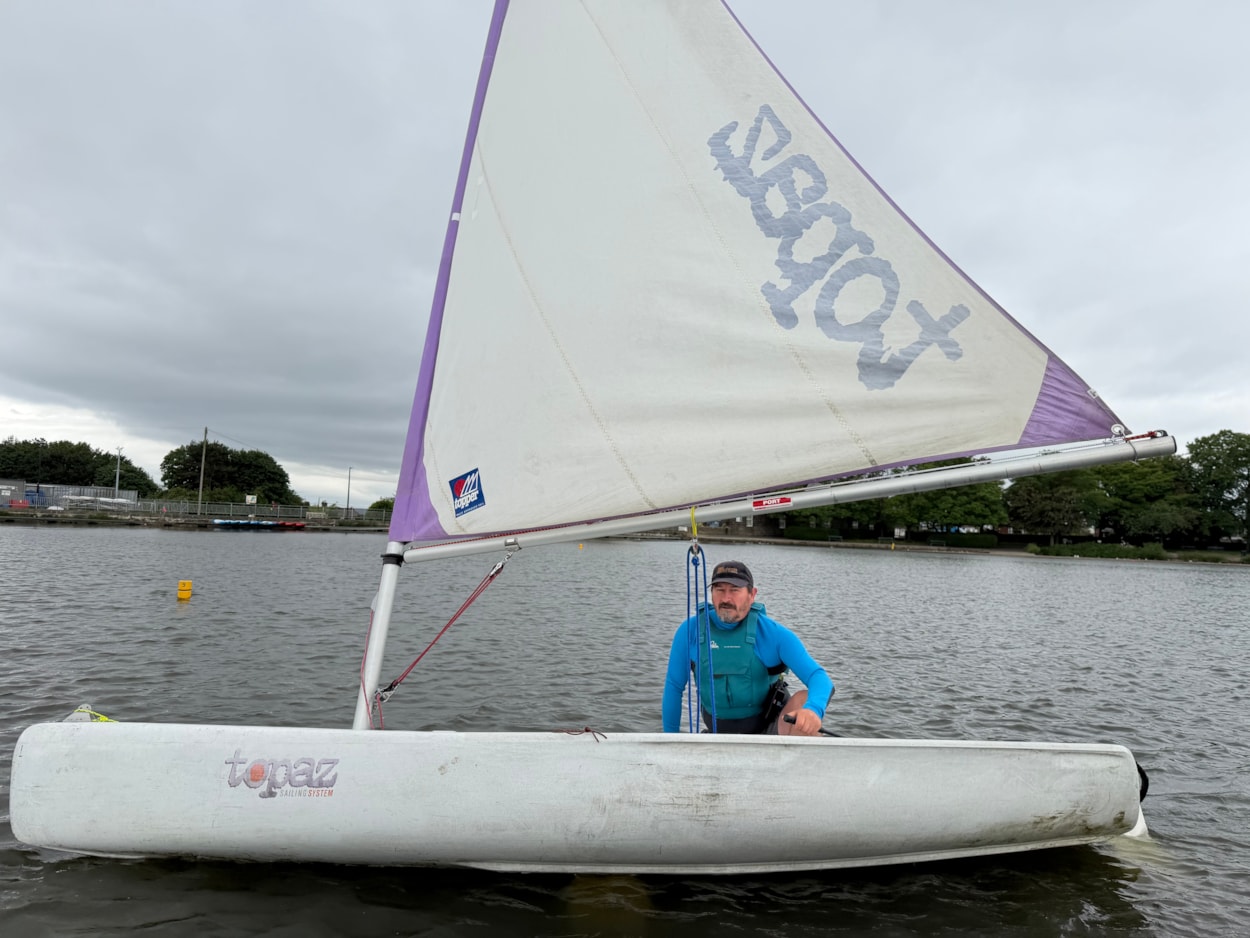 Activity centre sailing challenge: Adam-Peter Gair, outdoor activities manager at the centre on the water at Yeadon Tarn ahead of this weekend's Leeds 400 challenge.