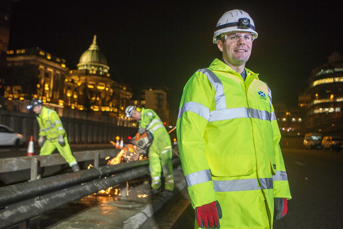 Finance Secretary, Derek Mackay.  M8 barrier repairs.