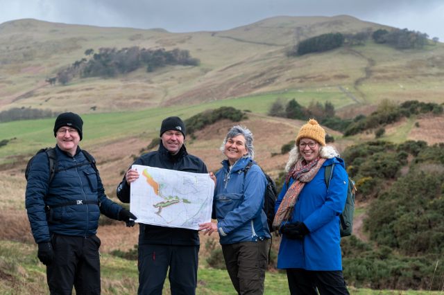 Rullion Green landscape (L-R) Dave Gorman, Grant Ferguson, Yvonne Edwards and Annie Yang - credit Julie Howden