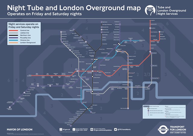 Night Tube Map Feb 2018