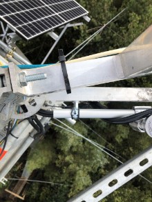 Looking down on the eddy covariance monitoring instrumentation. Solar panels attached to power data capture etc. Free use -  please credit The James Hutton Institute.