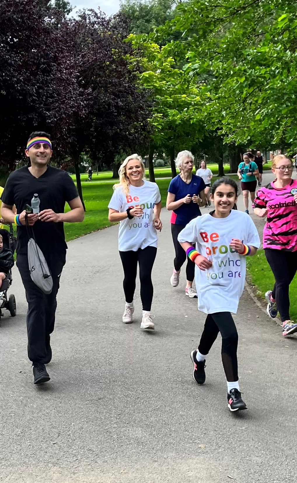 Goole Pride-9: Natalie Thornton (middle), Niraj Sondhi (left) and daughter (right), run West Park parkrun and celebrate Pride.