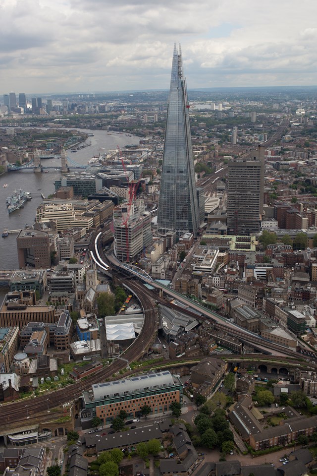 Aerial photography of approach to London Bridge station - June 2012