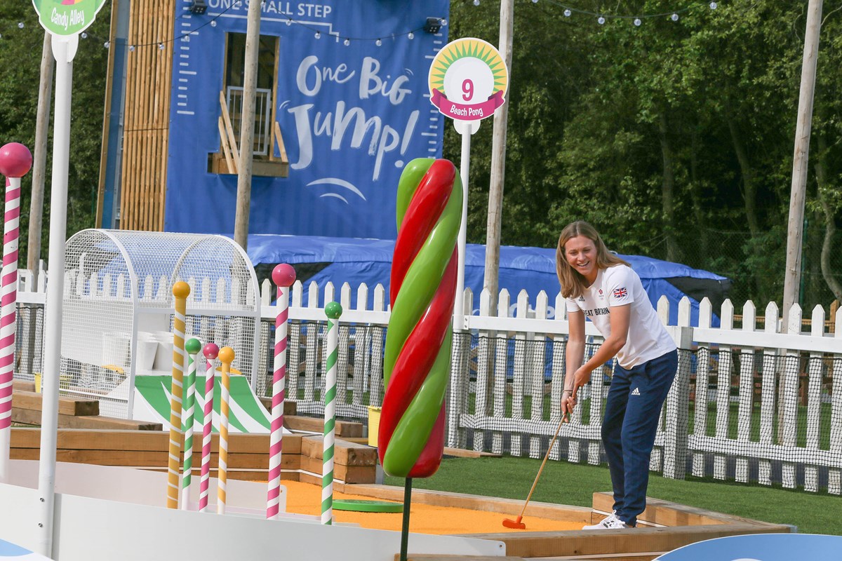 Vicky Holland Playing Crazy Golf at Thorpe Park